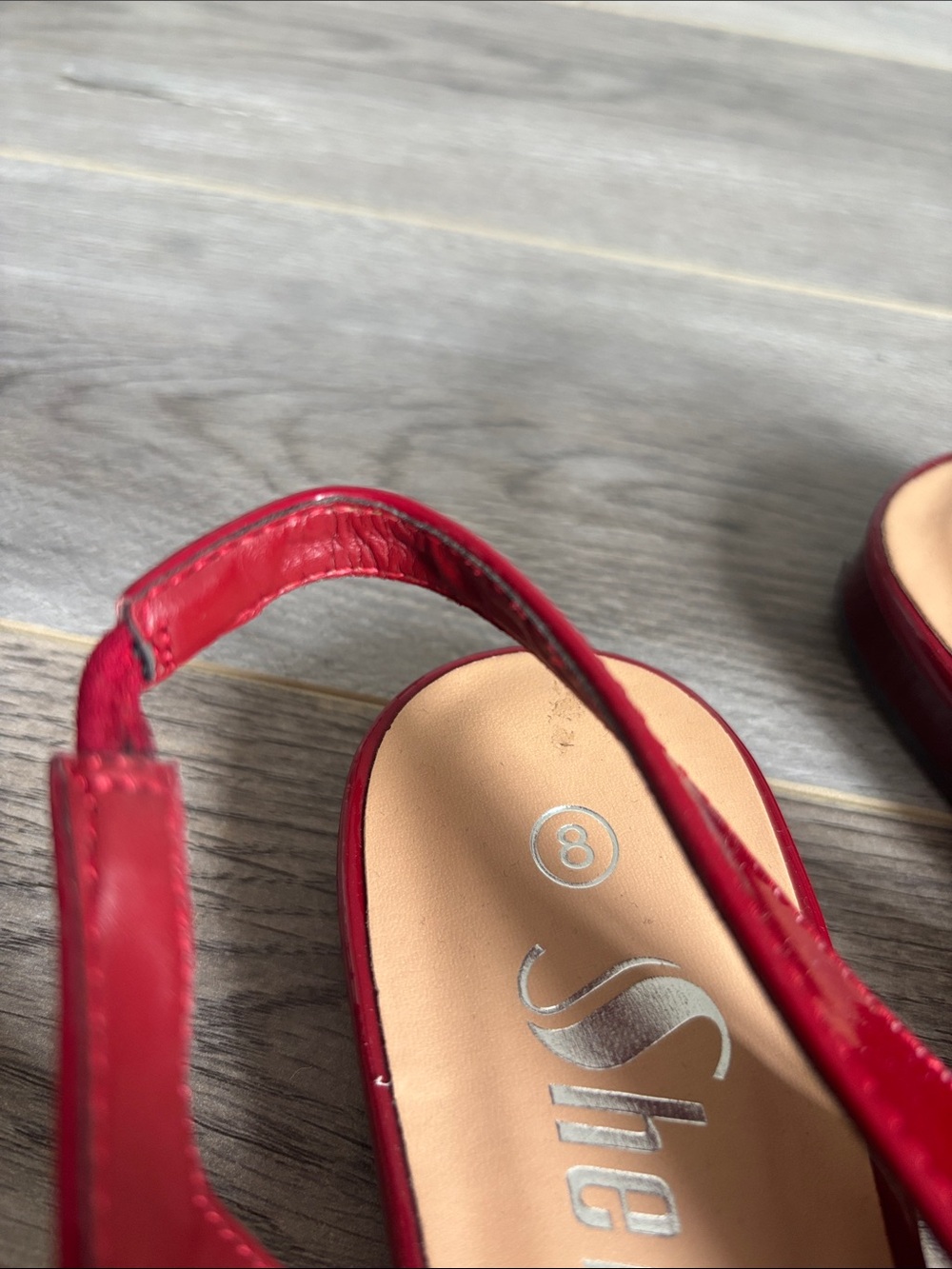 SHEIN Burgundy Red Patent Pointed Toe Slingback Flats Size 8 - Picture 10 of 11